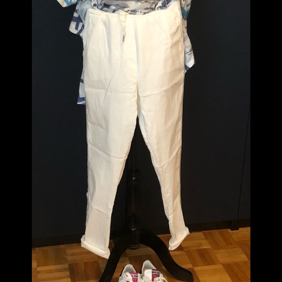 MADE IN ITALY white fancy pants joggers one size - Picture 3 of 16